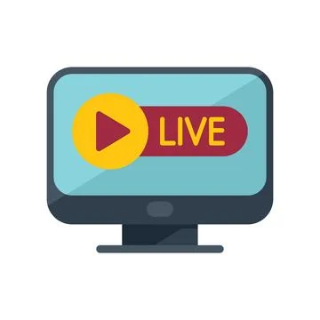 Live reportage icon flat vector. Camera interview Illustrazione stock