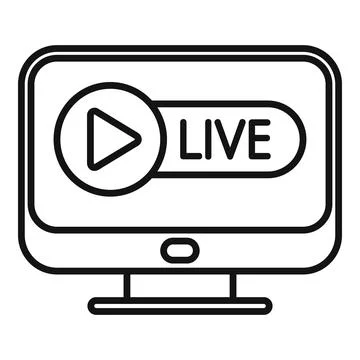 Live reportage icon outline vector. Camera interview Stock Illustration