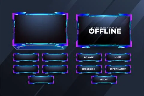 Live screen border and button decoration vector for gamers. Screen overlay pa Illustrazione stock