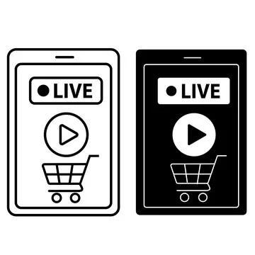 Live Shopping icon.  Live Vector sign. Representing real time e commerce Stock Illustration