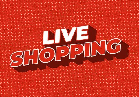 Live shopping. Text effect in 3D style with eye catching colors Stock Illustration