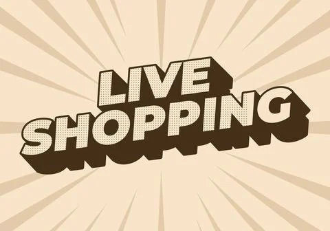 Live shopping. Text effect in 3D style with eye catching colors Stock Illustration