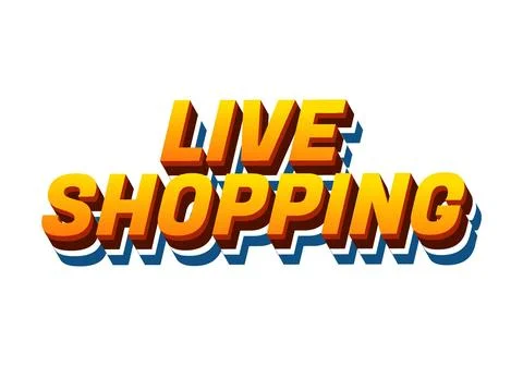 Live shopping. Text effect in 3D style with eye catching colors Stock Illustration