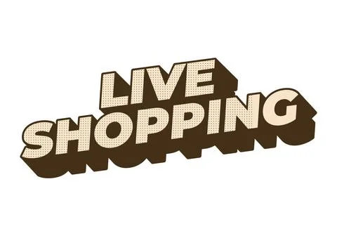 Live shopping. Text effect in 3D style with eye catching colors Stock Illustration