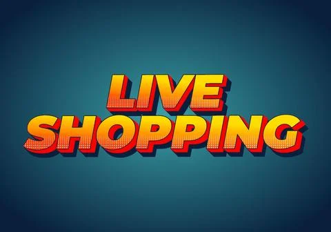 Live shopping. Text effect in 3D style with eye catching colors Stock Illustration