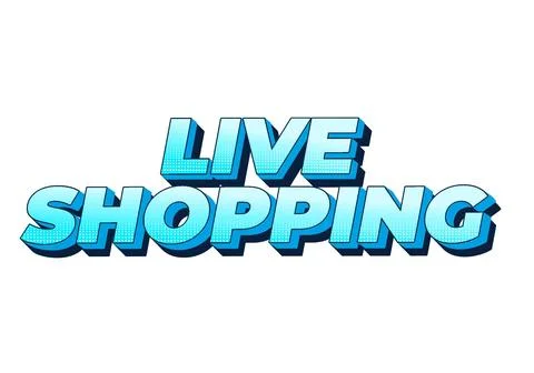 Live shopping. Text effect in 3D style with eye catching colors Stock Illustration