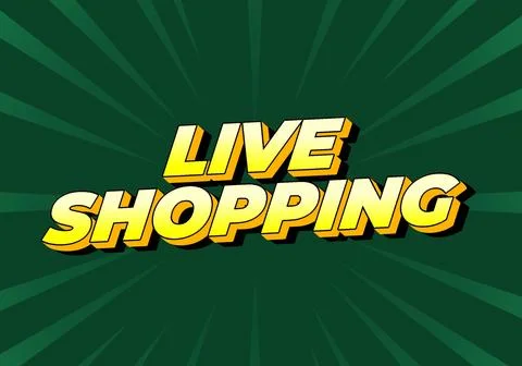 Live shopping. Text effect in 3D style with eye catching colors Stock Illustration