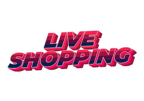 Live shopping. Text effect in 3D style with eye catching colors Stock Illustration
