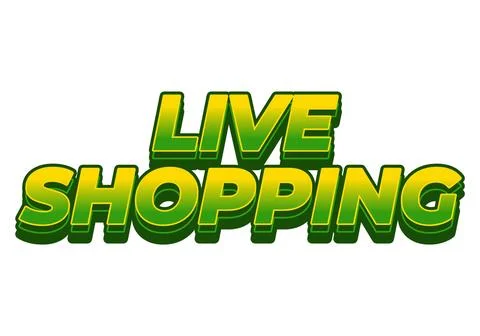 Live shopping. Text effect in 3D style with eye catching colors Stock Illustration