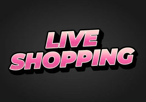 Live shopping. Text effect in 3D style with eye catching colors Stock Illustration