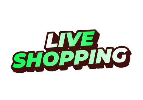 Live shopping. Text effect in 3D style with eye catching colors Stock Illustration