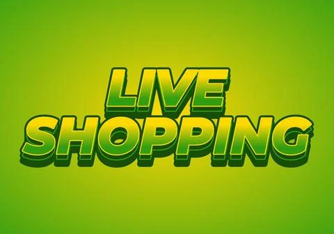 Live shopping. Text effect in 3D style with eye catching colors Stock Illustration