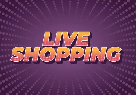 Live shopping. Text effect in 3D style with eye catching colors Stock Illustration