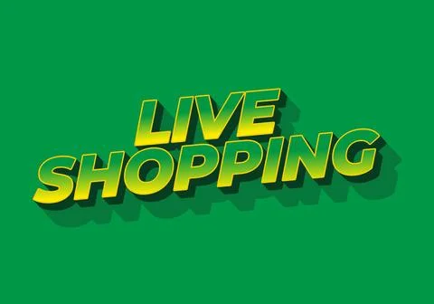 Live shopping. Text effect in 3D style with eye catching colors Stock Illustration