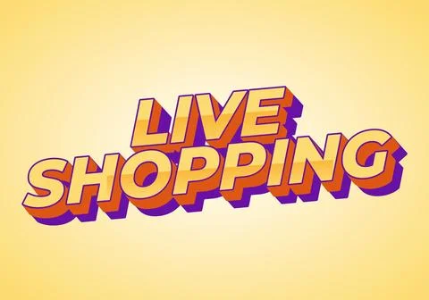 Live shopping. Text effect in 3D style with eye catching colors Stock Illustration