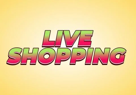 Live shopping. Text effect in 3D style with eye catching colors Stock Illustration