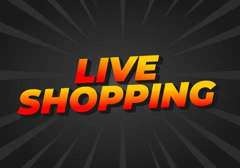 Live shopping. Text effect in 3D style with eye catching colors Stock Illustration