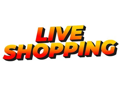 Live shopping. Text effect in 3D style with eye catching colors Stock Illustration