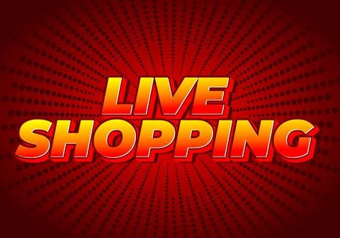 Live shopping. Text effect in 3D style with eye catching colors Stock Illustration