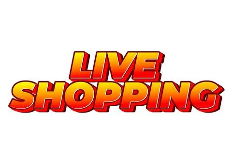 Live shopping. Text effect in 3D style with eye catching colors Stock Illustration