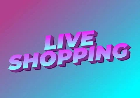 Live shopping. Text effect in 3D style with eye catching colors Stock Illustration