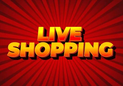Live shopping. Text effect in 3D style with eye catching colors Stock Illustration