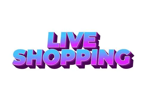 Live shopping. Text effect in 3D style with eye catching colors Stock Illustration