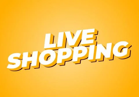 Live shopping. Text effect in 3D style with eye catching colors Stock Illustration