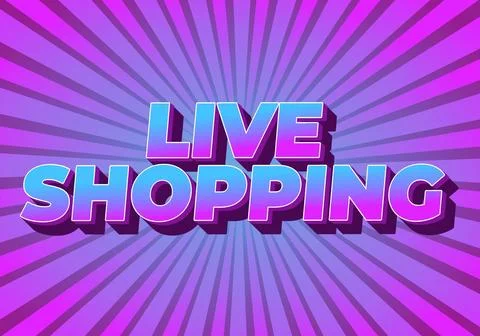 Live shopping. Text effect in 3D style with eye catching colors Stock Illustration