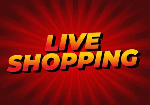 Live shopping. Text effect in 3D style with eye catching colors Stock Illustration