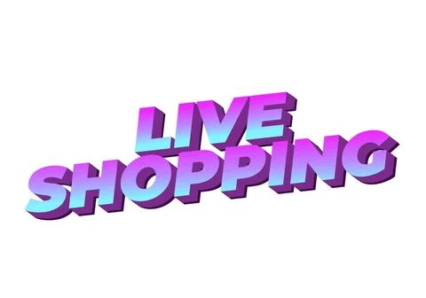 Live shopping. Text effect in 3D style with eye catching colors Stock Illustration