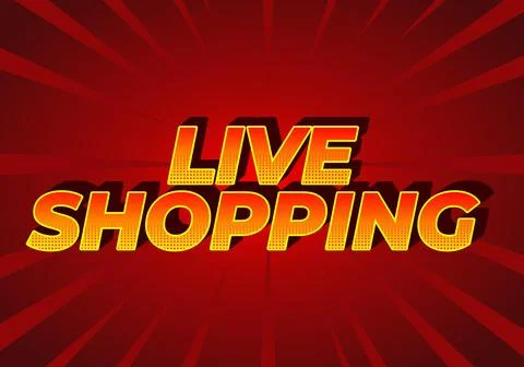Live shopping. Text effect in 3D style with eye catching colors Stock Illustration