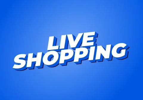 Live shopping. Text effect in 3D style with eye catching colors Stock Illustration