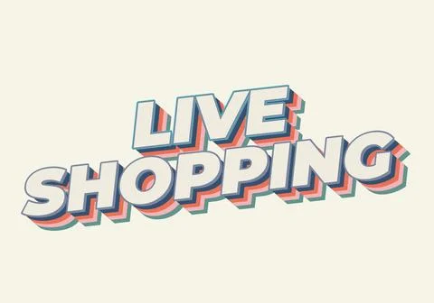 Live shopping. Text effect in 3D style with eye catching colors Stock Illustration