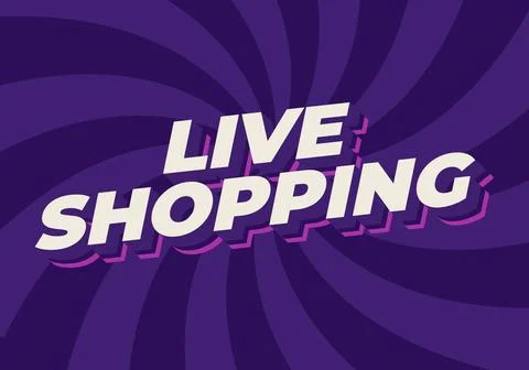 Live shopping. Text effect in 3D style with eye catching colors Stock Illustration