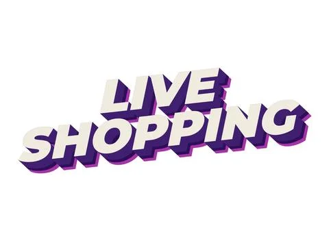 Live shopping. Text effect in 3D style with eye catching colors Stock Illustration