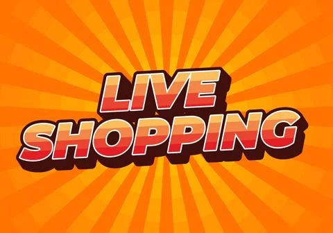 Live shopping. Text effect in 3D style with eye catching colors Stock Illustration