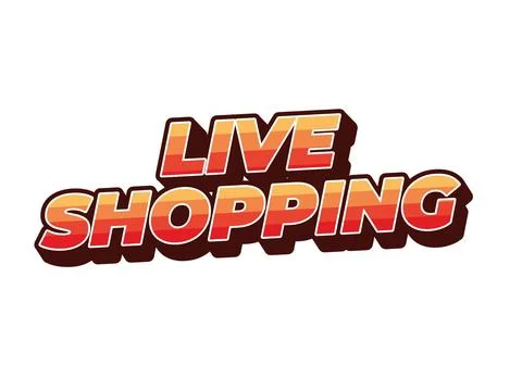 Live shopping. Text effect in 3D style with eye catching colors Stock Illustration