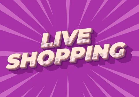 Live shopping. Text effect in 3D style with eye catching colors Stock Illustration