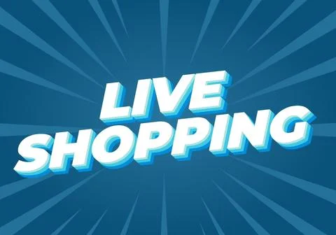Live shopping. Text effect in 3D style with eye catching colors Stock Illustration
