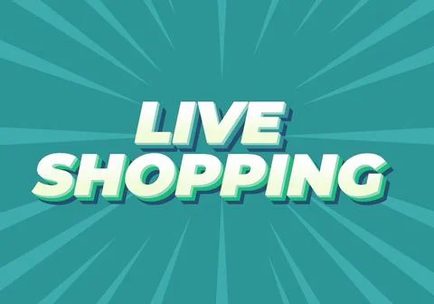 Live shopping. Text effect in 3D style with eye catching colors Stock Illustration