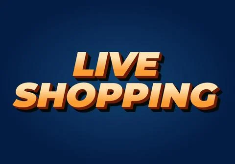 Live shopping. Text effect in 3D style with eye catching colors Stock Illustration