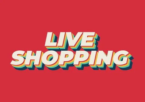 Live shopping. Text effect in 3D style with eye catching colors Stock Illustration