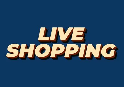 Live shopping. Text effect in 3D style with eye catching colors Stock Illustration
