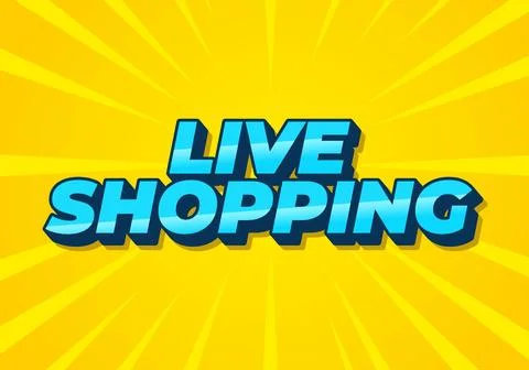 Live shopping. Text effect in 3D style with eye catching colors Stock Illustration