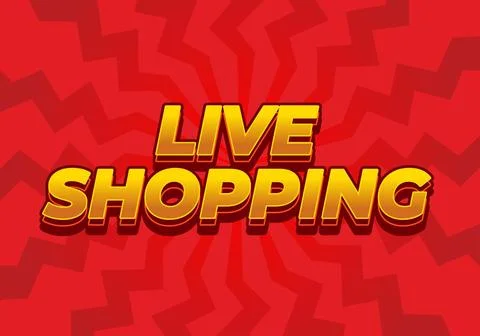 Live shopping. Text effect in 3D style with eye catching colors Stock Illustration