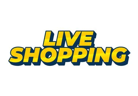 Live shopping. Text effect in 3D style with eye catching colors Stock Illustration