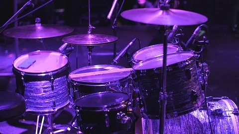 Live Show Drumset Stage Lights Stock Footage 87659585