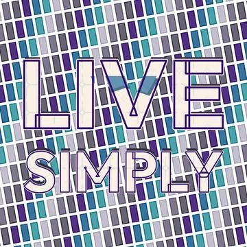 LIVE SIMPLY white background text mask with color matched glow shadow Stock Illustration