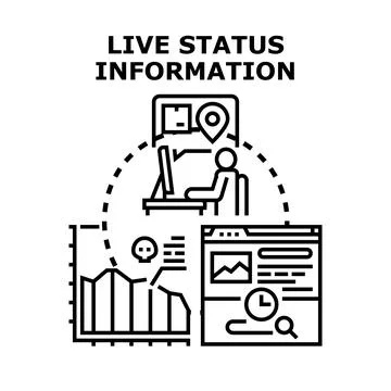 Live status information analytics and real time data monitoring Stock Illustration